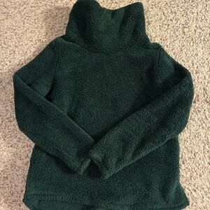 Zella cowl neck fleece, dark green, size medium